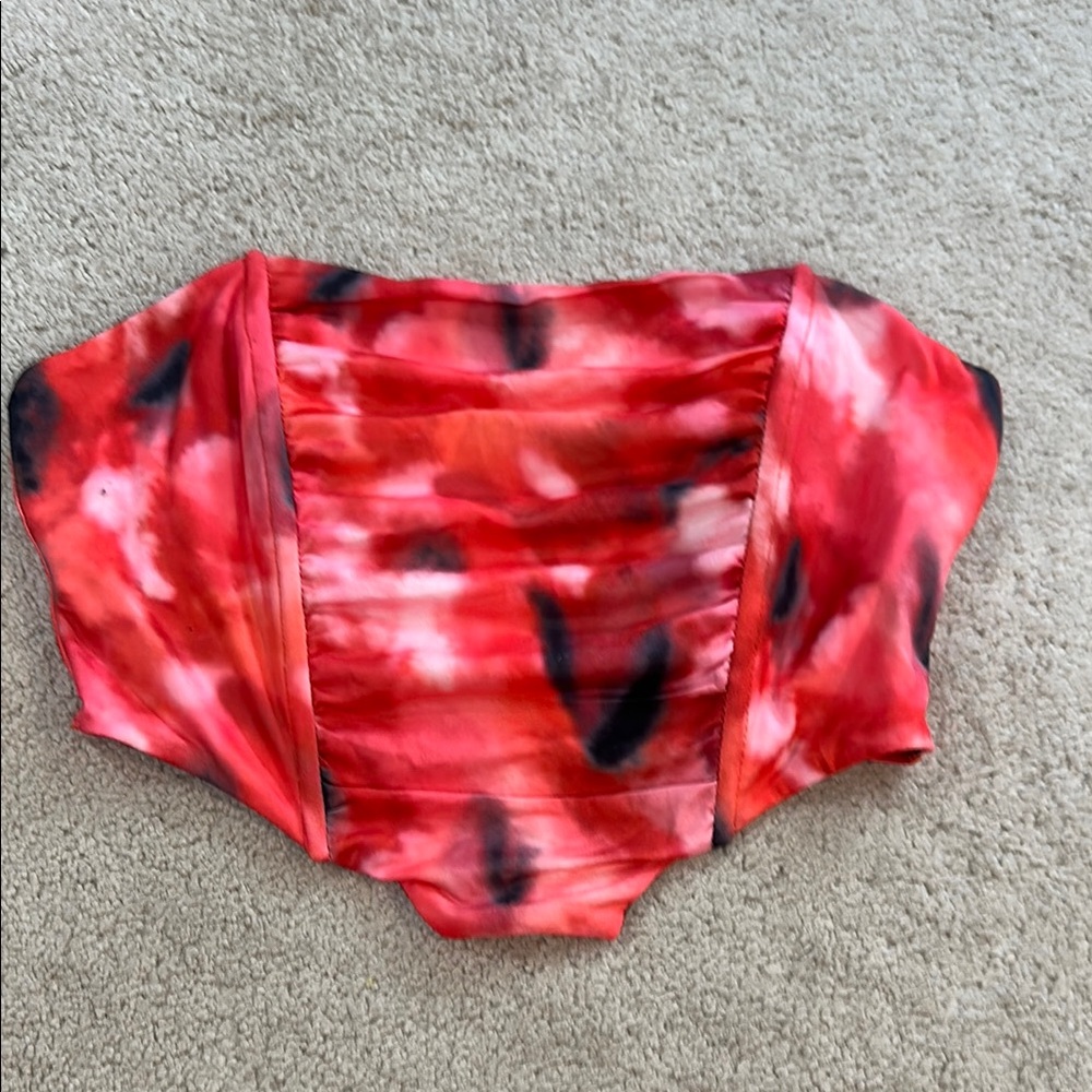 Red and Black Tie-Dye Bustier Top